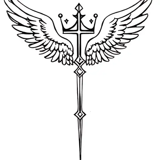 Crown Cross And Wings Looking Down