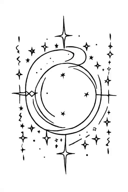 Moon And Stars Against The Sun