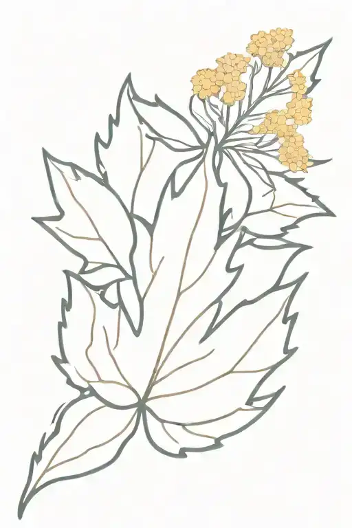 Maple Leaf And Marigold Flower