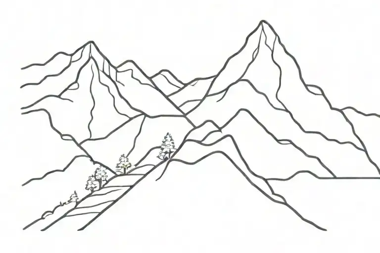 Simple Abstract Mountain With Cool Flowy Lines