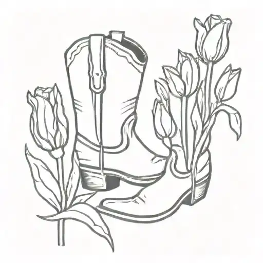 Cowboy Boots Tulips Growing Inside
