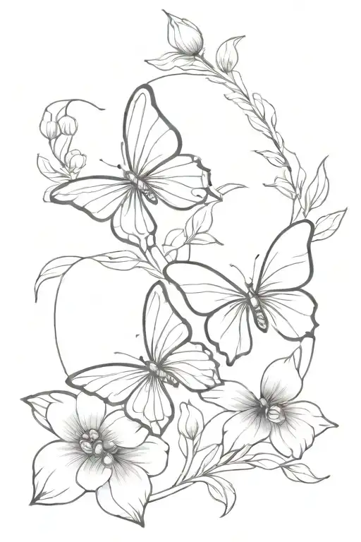 September And December Birth Flowers With A Butterfly And A Bow Around The Flowers