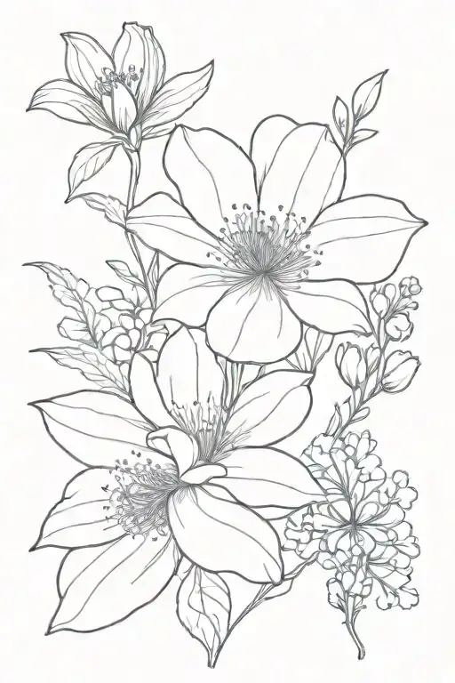 August And July Birth Flower With Fillagry