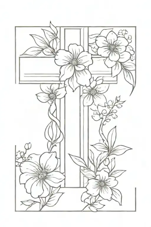Simple Cross With Birth Flowers Of May January And August On It