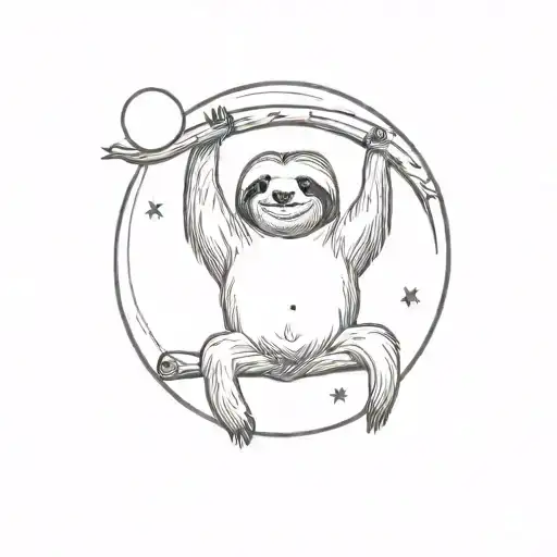 Sloth Hanging From Moon