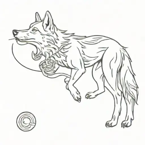 Cartoonish Wolf Eating Pho