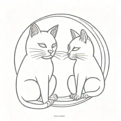 Two Cats Looking At The Moon