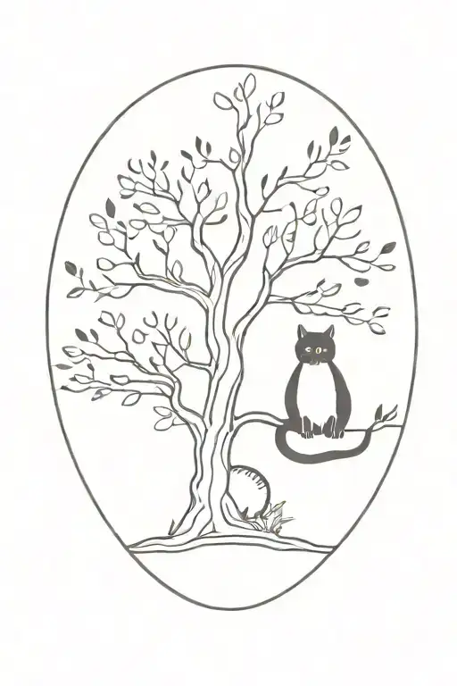 Tree And Cat Sitting