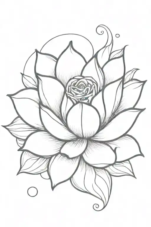 Lotus With Rose And Morning Glory