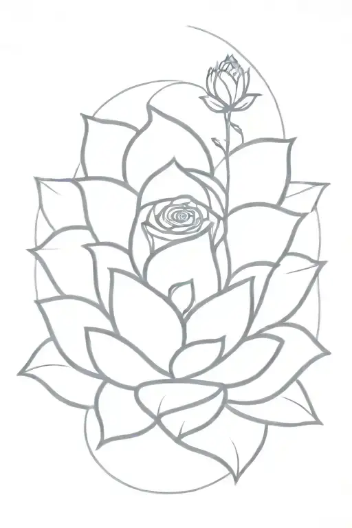 Lotus With Rose And Morning Glory