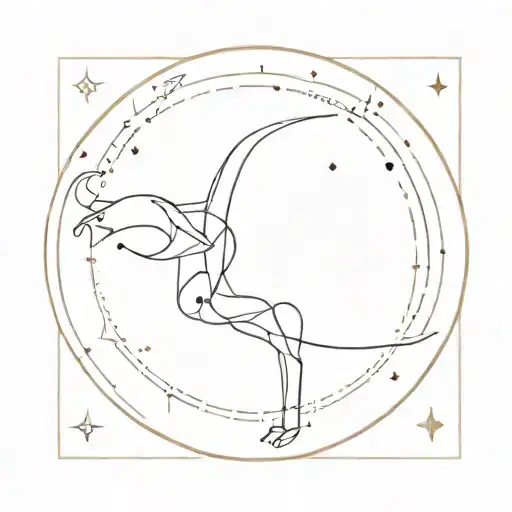 An Abstract Representation Of The Aries Zodiac Constellation Using Minimalist Linework
