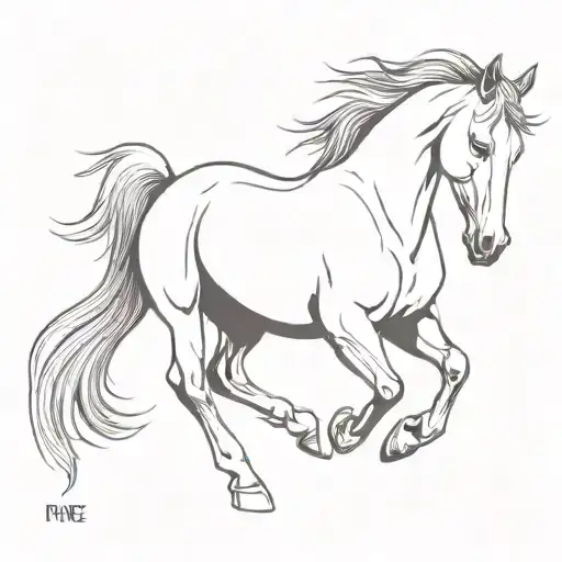 Agressive Horse Rearing With Mane And Both Front Legs In The Air Folded