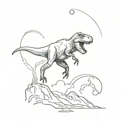 T-rex Falling Off Planet Earth