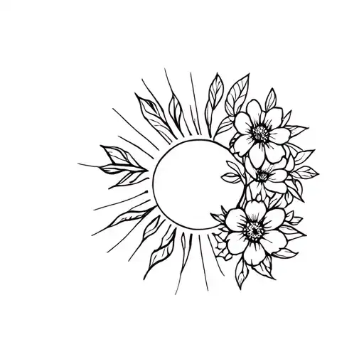 Flowers And Sun Ray Shining On Them