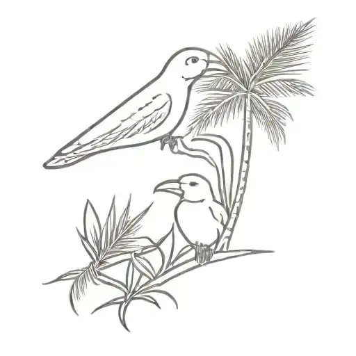 Sea Sun Birds Palm Tree Oyster