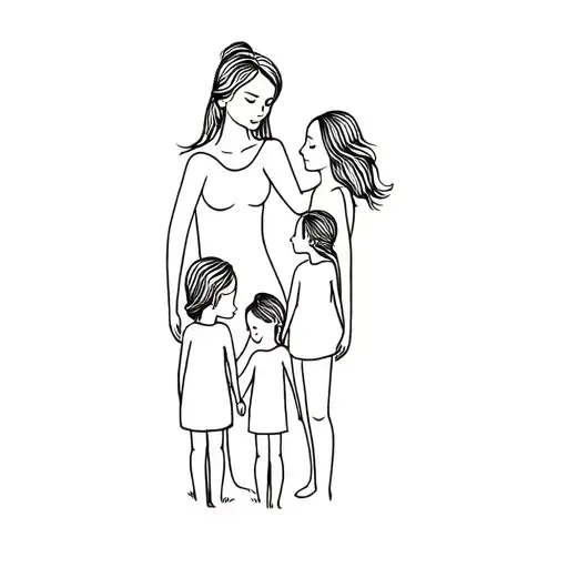 A Woman And Her Two Children