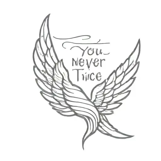 Small Angel Wing With The Words You Were Never The Same Way Twice Surrounding It