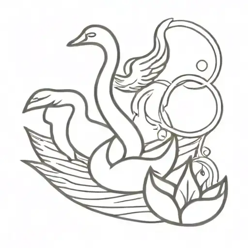 Diya Oil Lamp And Swan Mixed Symbol Tattoo Simple Tattoo Simpler