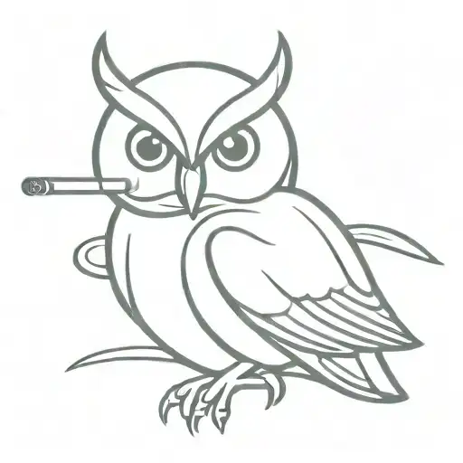 Owl Smoking A Cigar