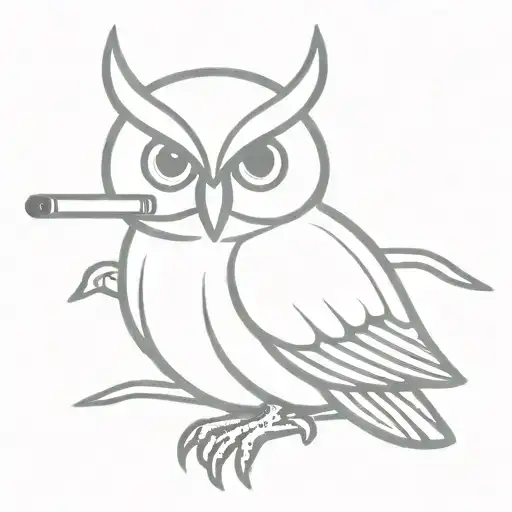 Owl Smoking A Cigar