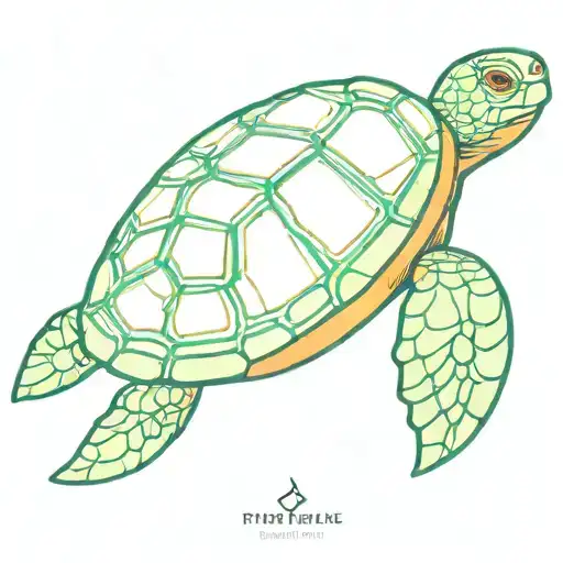 A Green And Orange 2D Turtle