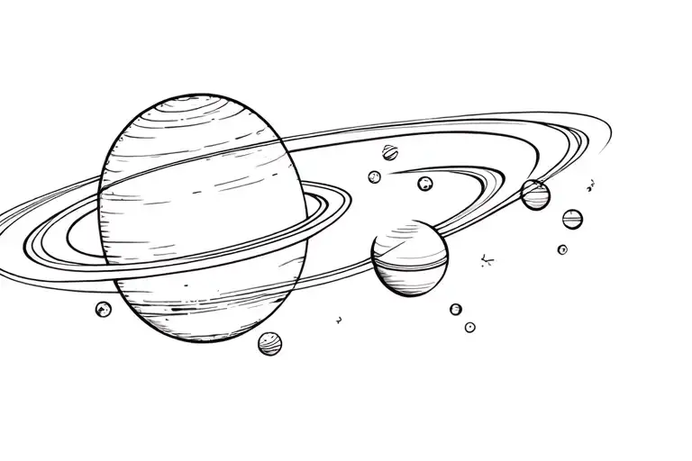 Planets Line Art Tattoo Design Featuring All Planets Same Size With Lines Connecting Them