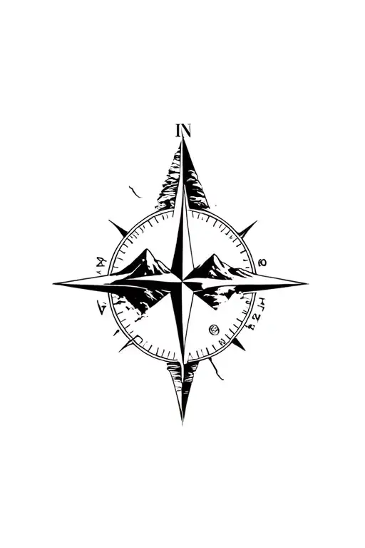 Design Me A Compass Thats Imbedded In Mountains