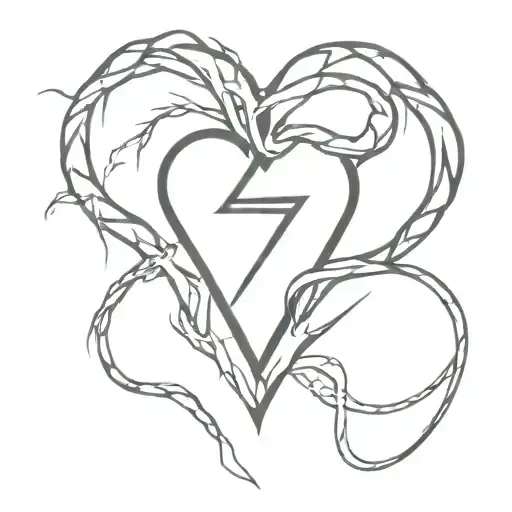 Love Heart Made Out Of Lightning With Snake Going Through It