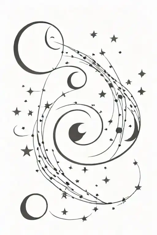 Moon Stars Black Hole Surrounded My Music Notes