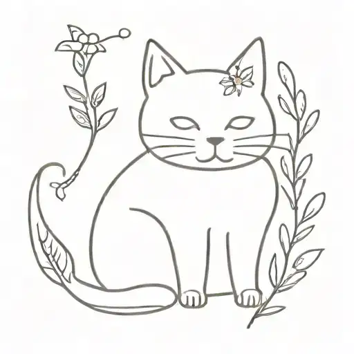 Cat With Plant