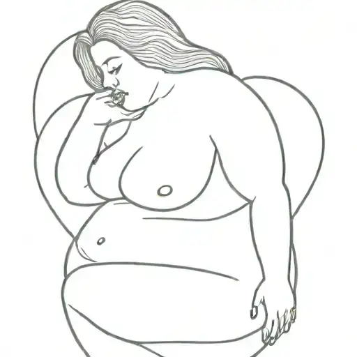 Chubby Girl Self Love Line Art