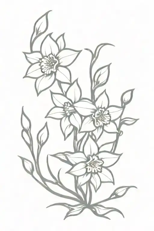 Daffodil And Cherry Blossom In A Vine