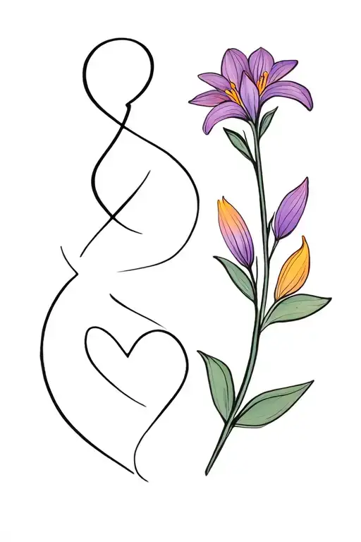 Shanti Symbol Integrated With Unconditional Love Symbol And Freesia Flower