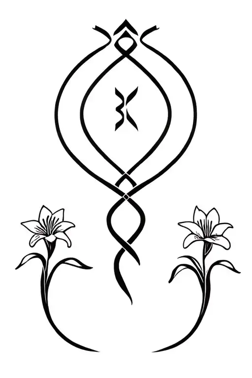 Shanti Symbol Integrated With Unconditional Love Symbol And Freesia Flower