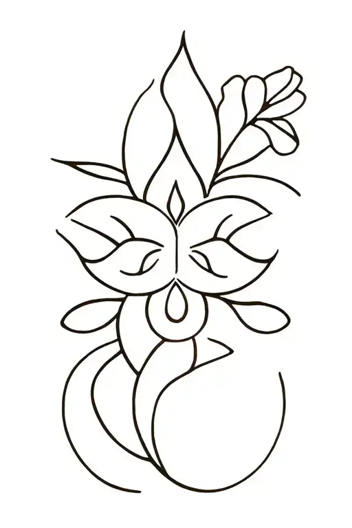 Shanti Symbol Integrated With Unconditional Love Symbol And Freesia Flower