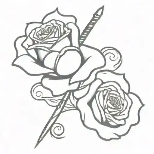 Medevil Sword And Red Rose