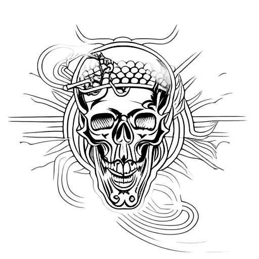 Flaming Skull Riding A Motorbike Through The Mountains While Smoking A Blunt With Buddha