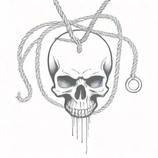 A Minimalist Design Of A Skull Wearing A Noose
