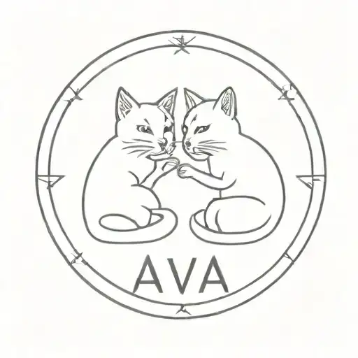 Two Cats In A Circle With The Letters Av Between Them