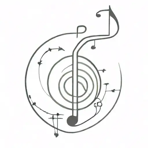 A Sleek And Modern Tattoo Incorporating Music Symbols And Anime Elements In A Unique Way