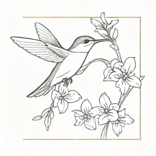 Forget Me Not Flowers With Hummingbird