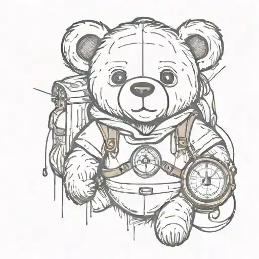 Teddybear Wearing Backpack Compass