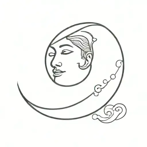 Crescent Moon With Face
