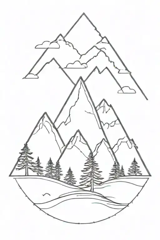 Mountain With Trees And Ocean