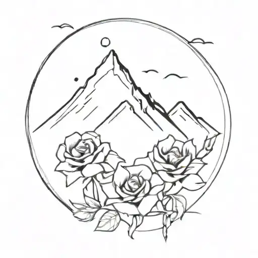 Mountains And Little Rose