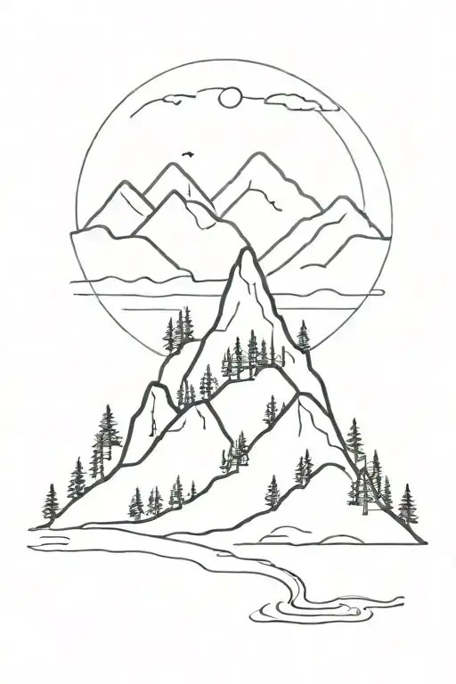 Mountain With Trees And Ocean