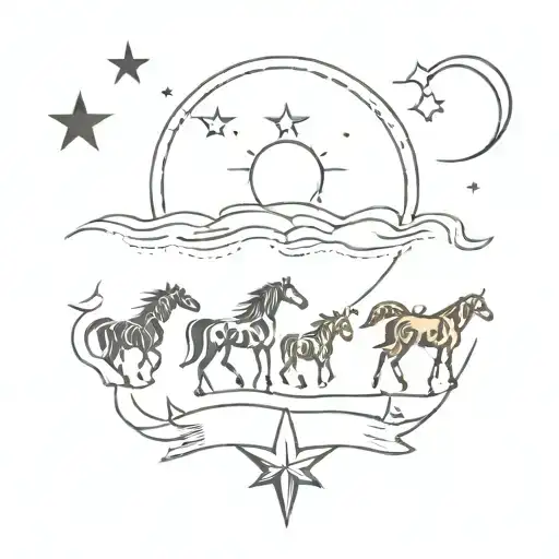 Star Moon Sun Lightning And Hourse