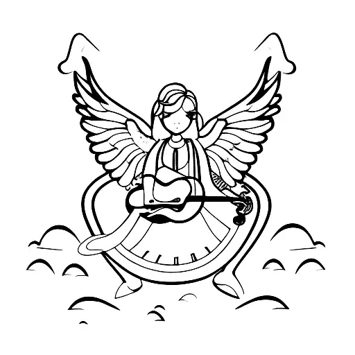 Female Angel With Guitar