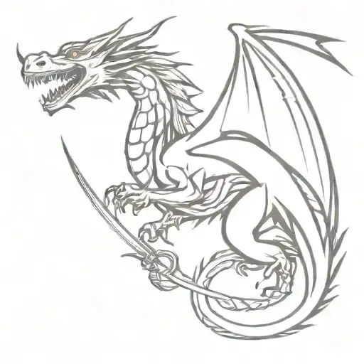 Dragon With Swords