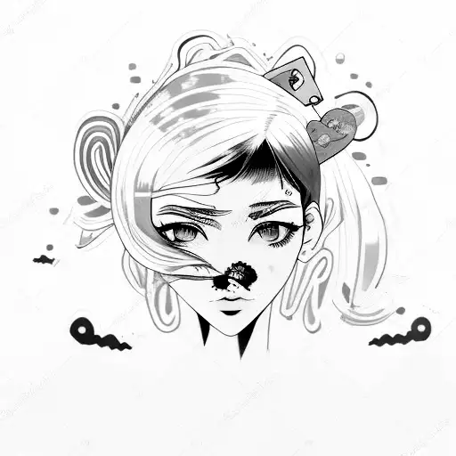 A Portrait Of A Blue-haired Girl Surrounded By Graffiti Art